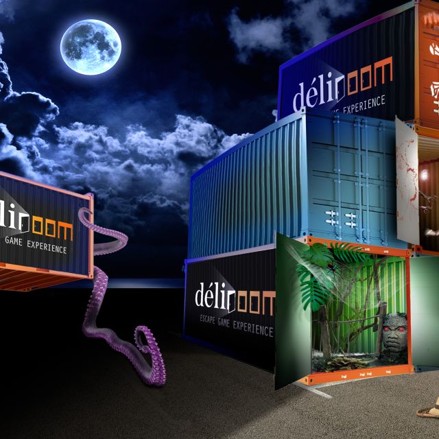 Conteneurs reconvertis en salles d'escape game chez Déliroom Expérience à Saint-Marcel