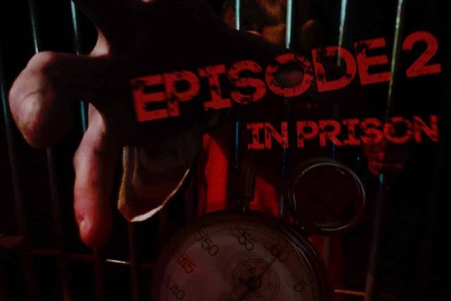 Affiche In prison : main rouge sur des barreaux et chronomètre, salle chez BRAIN Mondeville
