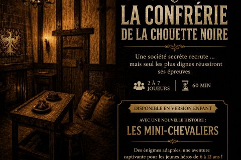 Affiche La confrérie de la chouette noire : salle de bois à la lueur de lustres, 2 à 7 joueurs, 60 min, Black Owl au Puy-en-Velay