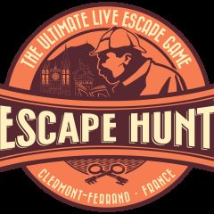 Logo d'Escape Hunt, escape game à Clermont-Ferrand, avec détective et monuments historiques