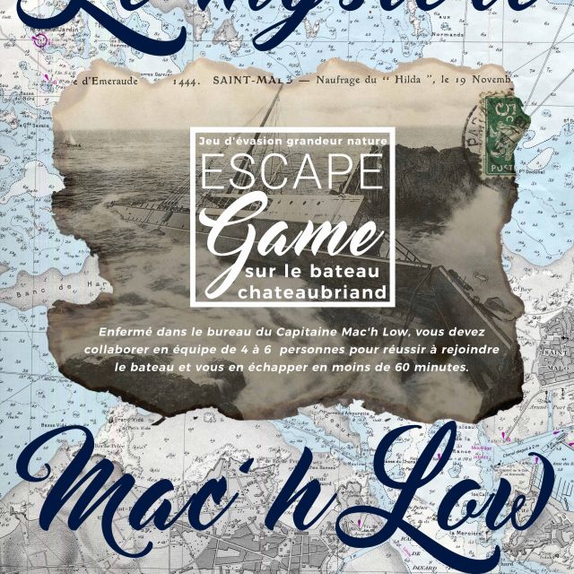 Cartes marines, photographies anciennes et bureau du Capitaine Mac'h Low sur bateau Chateaubriand