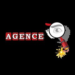 Logo d'Agence E. Scape, escape game à Valréas, avec loupe et détective