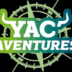 Logo de Yac'Aventures, escape game à Dargoire, avec boussole et cornes de buffle stylisées