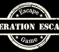 Logo d'Opération Escape, escape game à Bayonne, avec cachet vintage beige et or