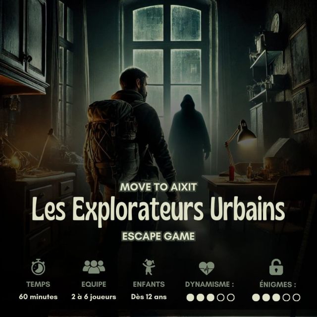 Visuel Les explorateurs urbains : un homme et deux silhouettes devant une fenêtre, salle chez Move To Aixit