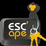 Logo d'Esc'ape, escape game à Saint-Pryvé-Saint-Mesmin, avec silhouettes jaunes et noires