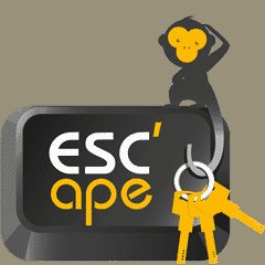 Logo d'Esc'ape, escape game à Saint-Pryvé-Saint-Mesmin, avec silhouettes jaunes et noires