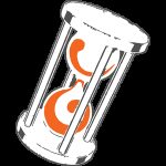 Sablier avec du sable orange qui s'écoule, logo de ChronoRoom