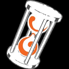 Sablier avec du sable orange qui s'écoule, logo de ChronoRoom