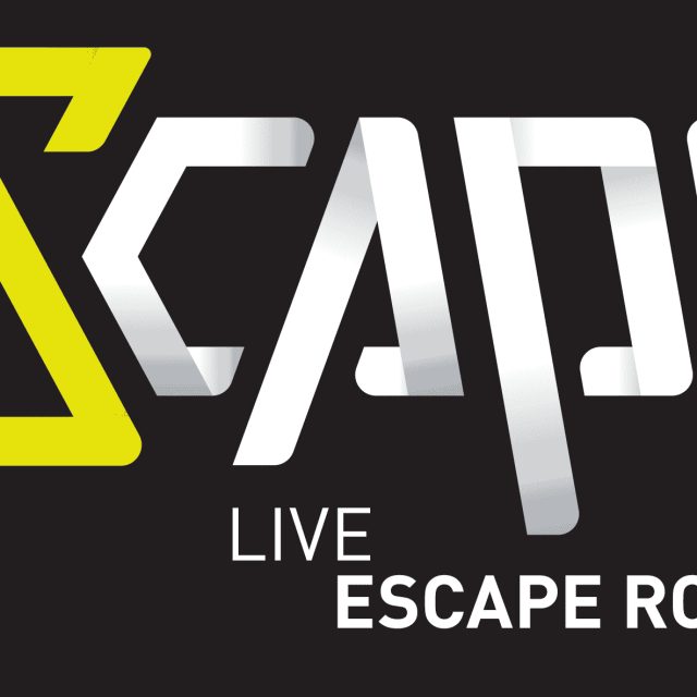 Logo de I-Scape, escape game à Lyon, en lettres stylisées jaunes et blanches