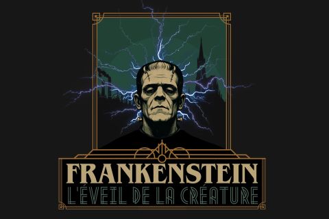 Affiche Frankenstein, l'éveil de la créature : visage du monstre entouré d'éclairs