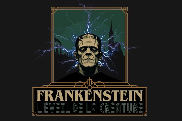 Affiche Frankenstein, l'éveil de la créature : visage du monstre entouré d'éclairs