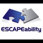Logo d'Escapeability, escape game à Nevada, deux pièces de puzzle bleu et gris s'assemblant