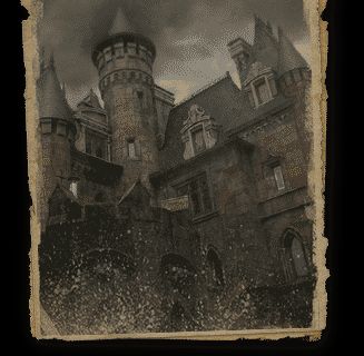 Château médiéval aux tours massives, photographie ancienne sépia, ambiance historique du Fort