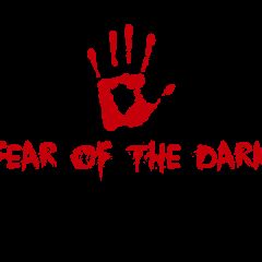 Logo Fear Of The Dark, escape game à Marseille : main sanglante rouge sur fond blanc