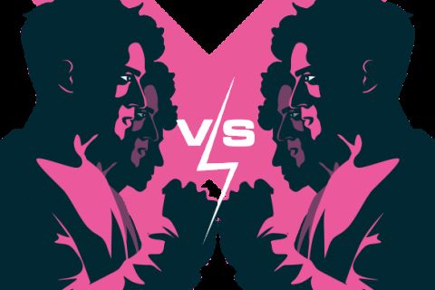 Deux silhouettes face à face, poings serrés, séparées par un VS, affiche d'Action Game à Bayonne