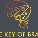 Logo The Key of Brain : cerveau doré avec clé et silhouette qui court sur fond gris, Saint-Just-Saint-Rambert