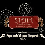 Logo de Steam escape, cinq salles d'escape game à Limoges, ambiance steampunk avec engrenages