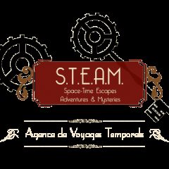 Logo de S'Team Escape, escape game à Cournon-d'Auvergne, thème steampunk avec engrenages et mécanismes