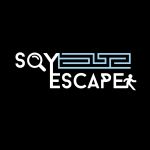 Lettres blanches SQY Escape avec labyrinthe bleu clair sur carré noir, enseigne à Montigny-le-Bretonneux