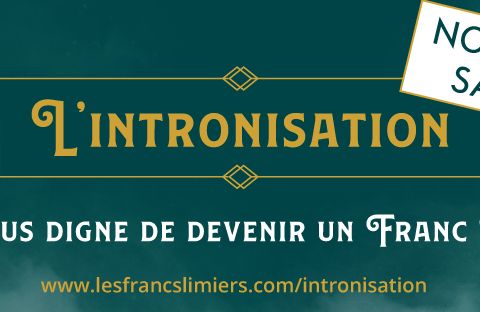 Banneau promotionnel pour L'intronisation aux couleurs vert et or médiéval
