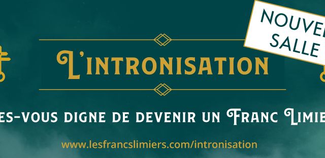 Banneau promotionnel pour L'intronisation aux couleurs vert et or médiéval