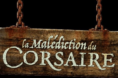 Enseigne en bois usé suspendue par des chaînes rouillées pour Ma Malédiction du corsaire