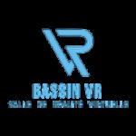 Logo bleu de BassinVR, salle de réalité virtuelle à Biganos, avec un monogramme VR stylisé