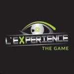 Logo de L'Expérience The Game, escape game à Montélimar : oeil stylisé vert et lettres grises sur fond noir