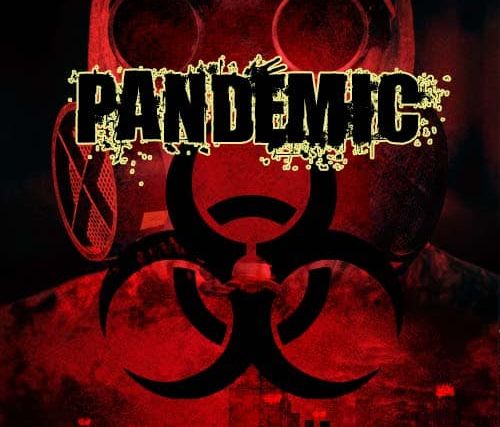 Symbole de danger biologique noir sur fond rouge, titre Pandemic, salle d'America's Escape Game