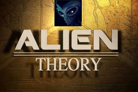 Titre Alien Theory sur fond de hiéroglyphes avec tête d'extraterrestre, salle chez Time Out La Valentine à Marseille