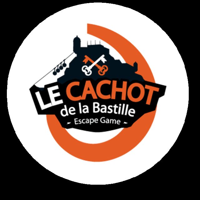 Logo Le Cachot de la Bastille, escape game d'Acrobastille à Grenoble, avec clés et tour orange