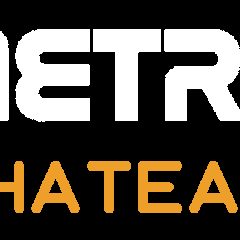 Logo de Métropolis, escape game à Château-Thierry, avec fusée orange et étoiles dorées