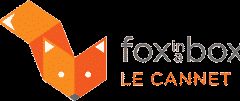 Logo Fox in a Box Le Cannet, escape game : renard orange stylisé en origami à côté du nom