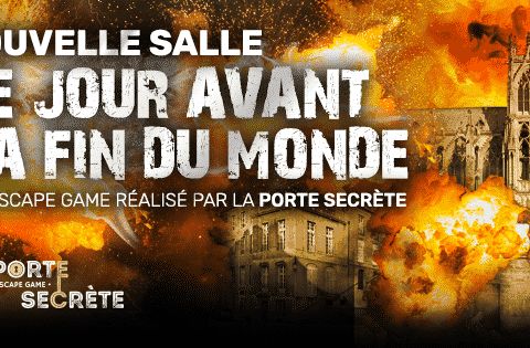 Cathédrale en flammes et explosions, décor apocalyptique pour Le jour avant la fin du monde chez La porte secrete à Augny