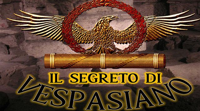 Aigle romaine dorée et faisceau au-dessus du titre, affiche d'Il Segreto di Vespasiano