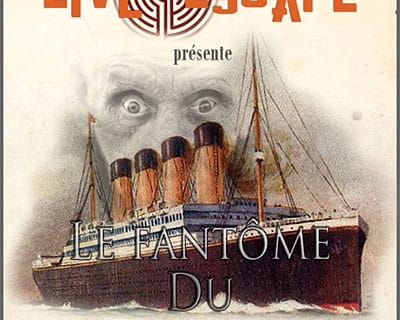 Logo Live Escape avec paquebot Titanic et visage spectral, ambiance historique et mystérieuse