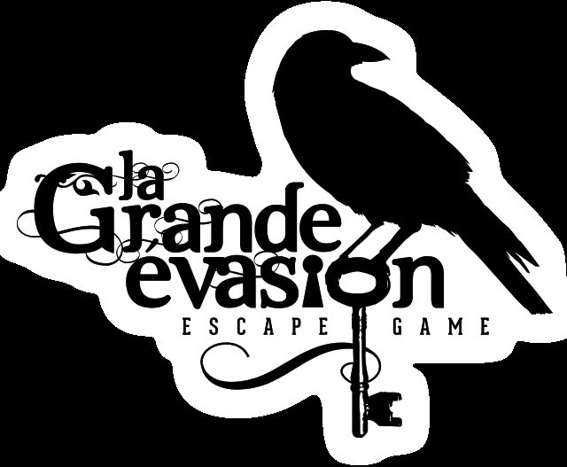 Logo de La Grande Evasion, escape game à Vienne, avec corbeau et clé