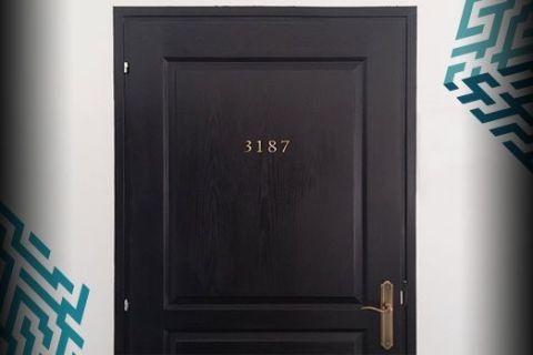 Porte noire avec numéro 3187, décor minimaliste de l'Espion à Toulouse