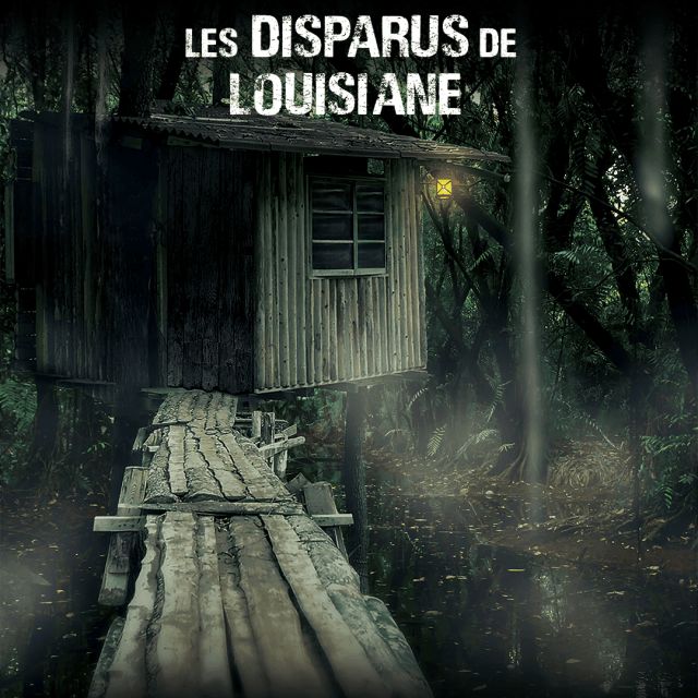 Cabane sur pilotis dans un marais brumeux, salle Les disparus de Louisiane à Crolles