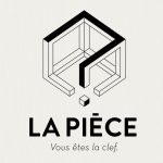 Logo de La Pièce, escape game à Paris, avec cube géométrique en perspective