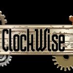 Logo de ClockWise, escape game à Barjouville, avec engrenages et cadran d'horloge steampunk