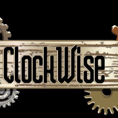 Logo de ClockWise, escape game à Barjouville, avec engrenages et cadran d'horloge steampunk