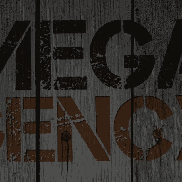 Logo d'Omega agency, escape game à Lille, sur fond de métal rouillé