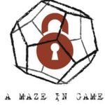 Logo de A Maze In Game, escape game à Lyon, avec cadenas stylisé sur géométrie hexagonale