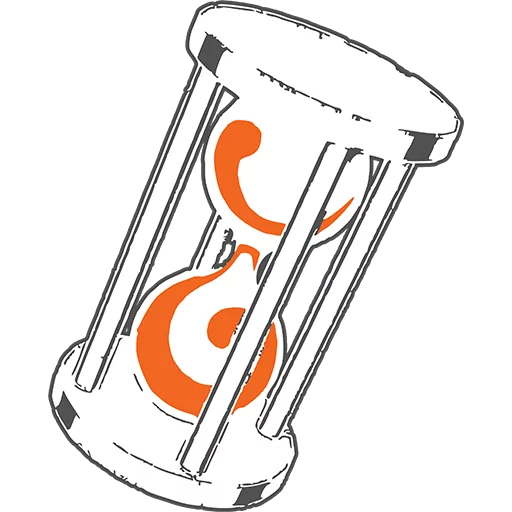 Sablier avec du sable orange qui s'écoule, logo de ChronoRoom